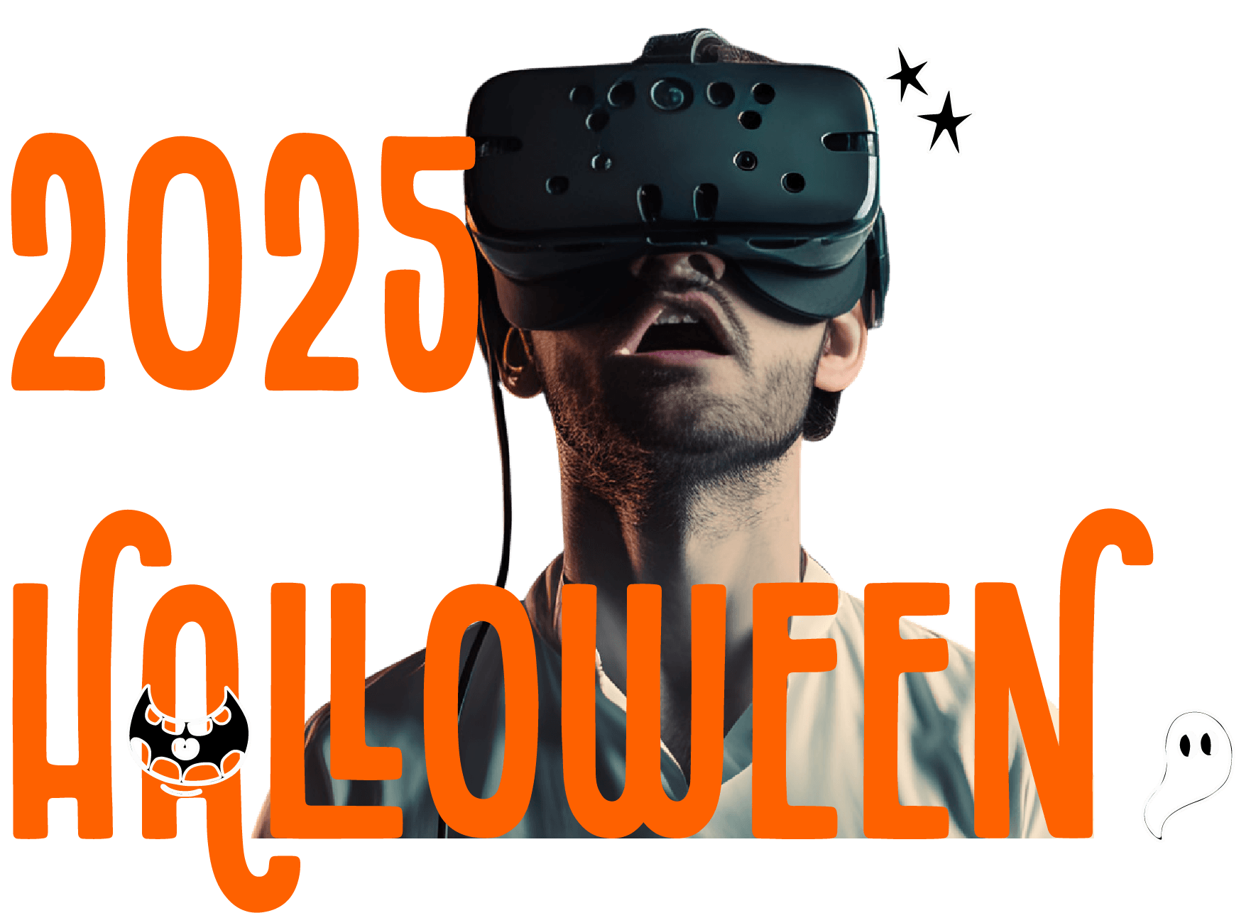 Joueur en casque VR plongé dans une expérience immersive Halloween